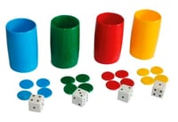 Lote 3 packs 4 cubiletes com fichas de parchís e dados